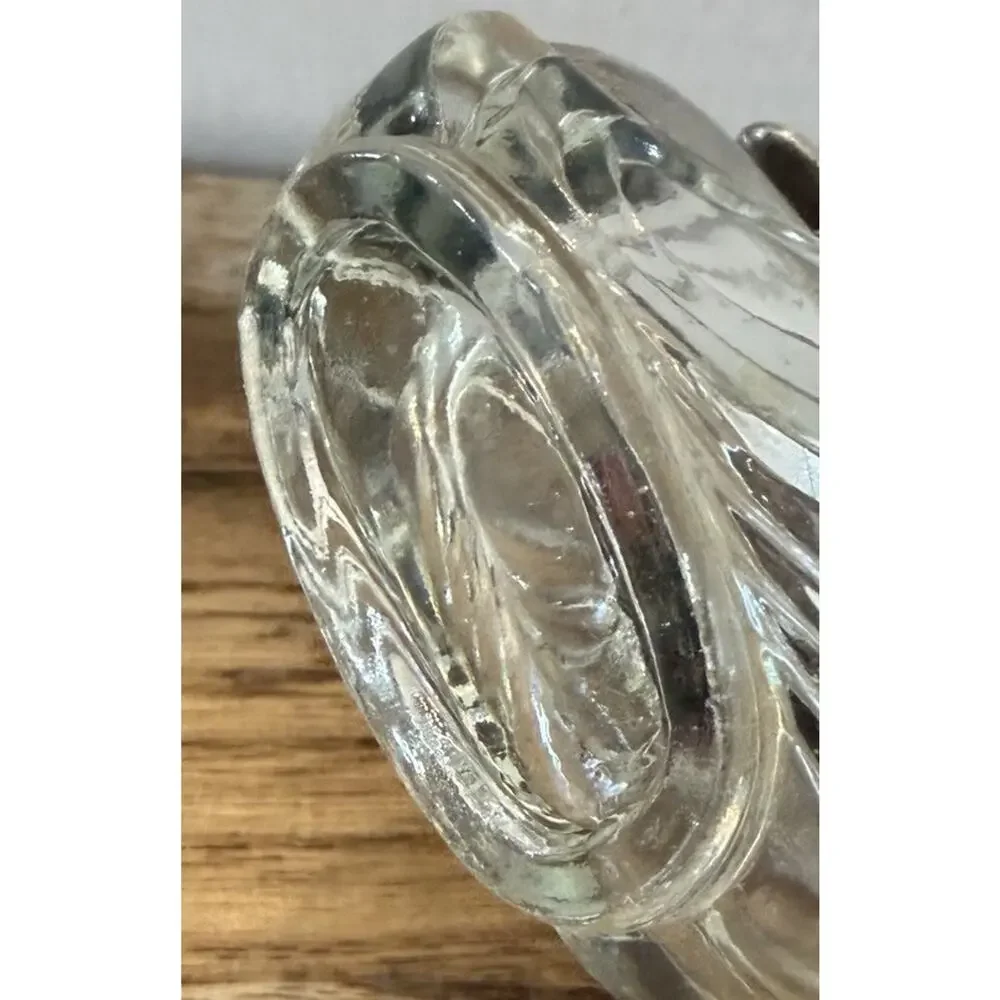 Mid Century Era Swan Figural Salt Cellar Pressed Glass Base Movable Wings 3”